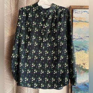 APC Button  Floral Long Sleeve 100% Silk Shirt Size 34 US XS